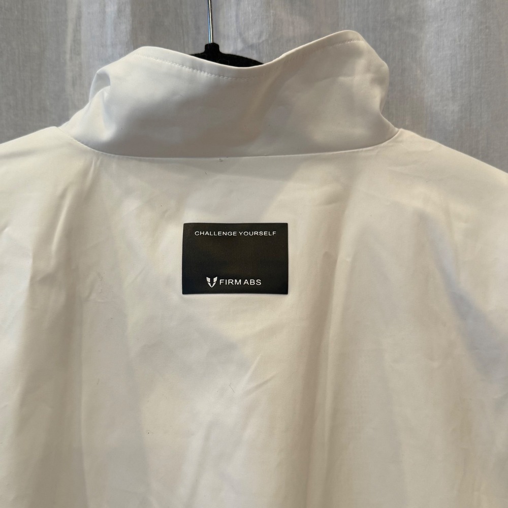FIRM ABS White Orange Stripe Cropped Track Jacket‎ Athletic Pullover Womens XL - Picture 6 of 7